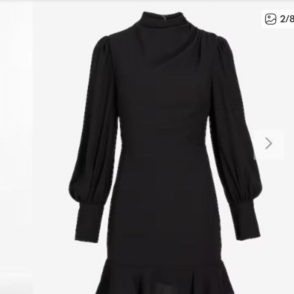 EXPRESS WOMEN'S BLACK MOCK MECH COCKTAIL DRESS SIZE MEDIUM NWT - Picture 2 of 10